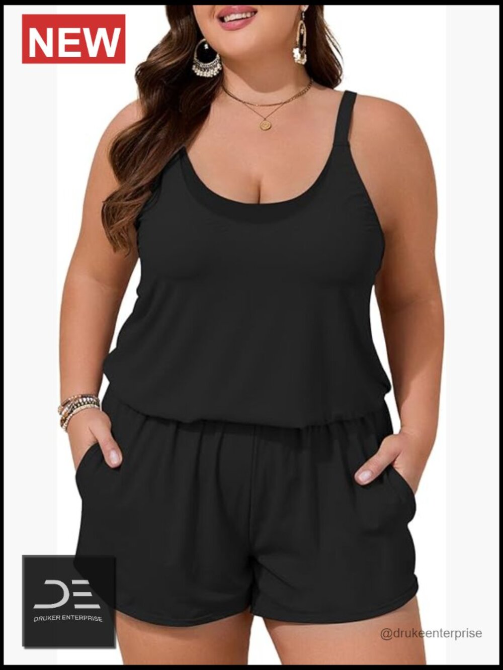 Plus Size Swim Romper with Pockets One Piece Swimsuit Modest Bathing Suit